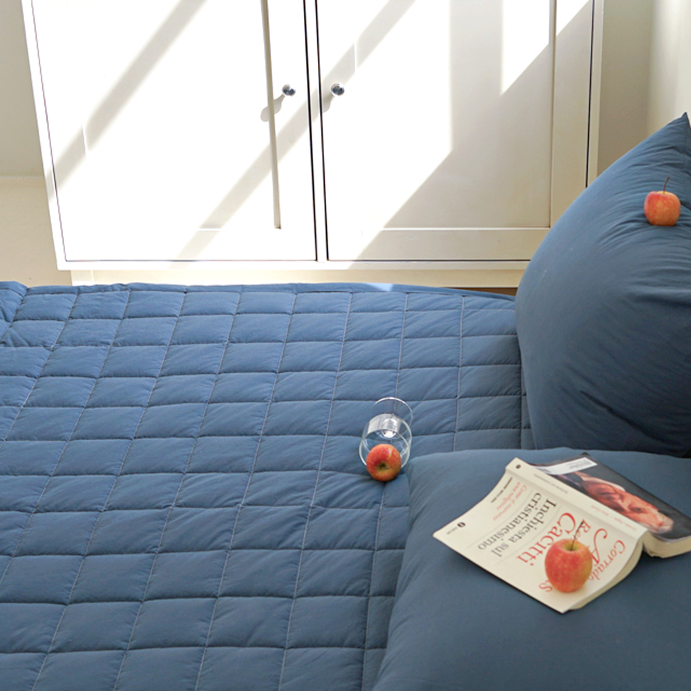 허쉬 60수 고밀도 바이오워싱 순면 고정밴딩 침대패드 녹턴 네이비, DK(더블킹)