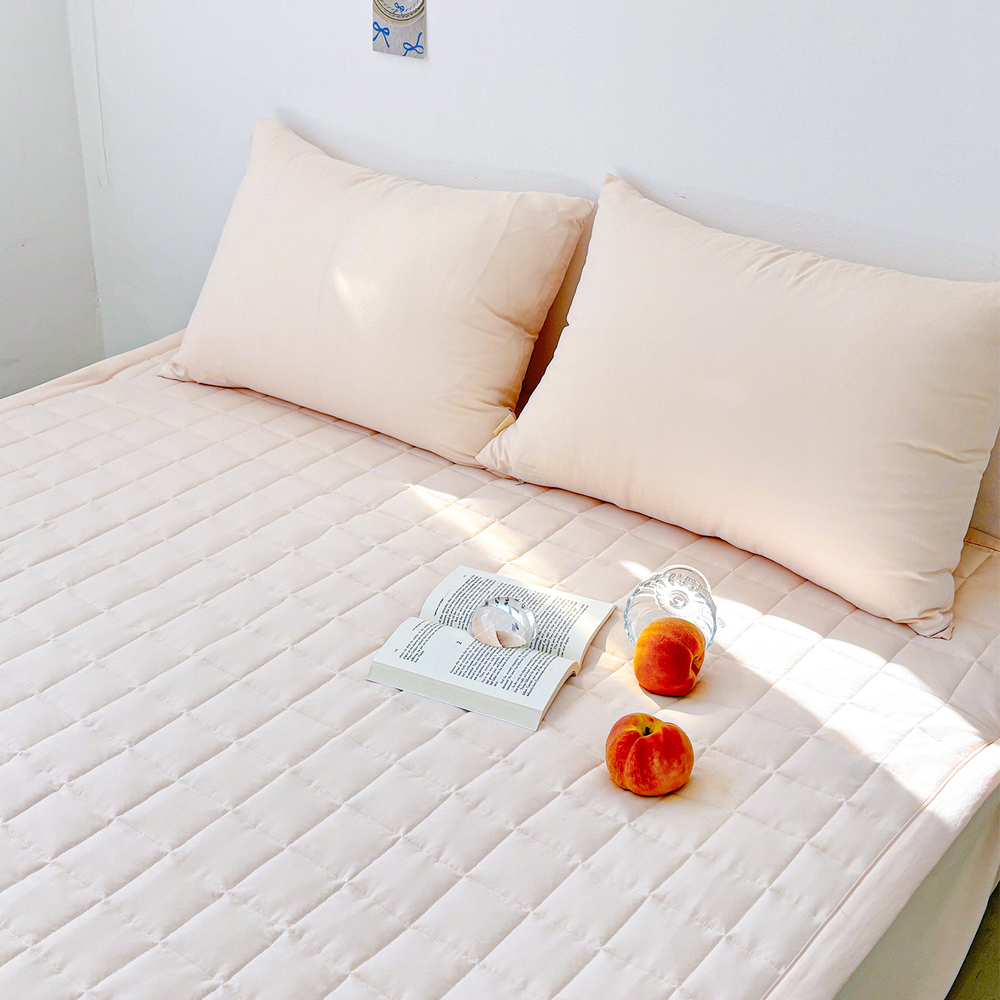 부드러운 아멜리 워싱 고정밴딩 침대패드 줄리엣 피치, DK(더블킹)