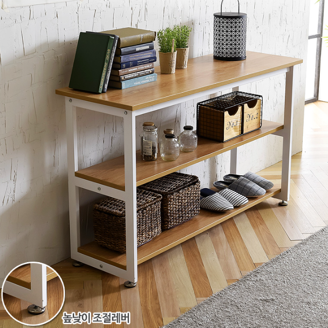 3단선반 1200 거실 다용도수납 테이블 사이드 폭좁은 책상
