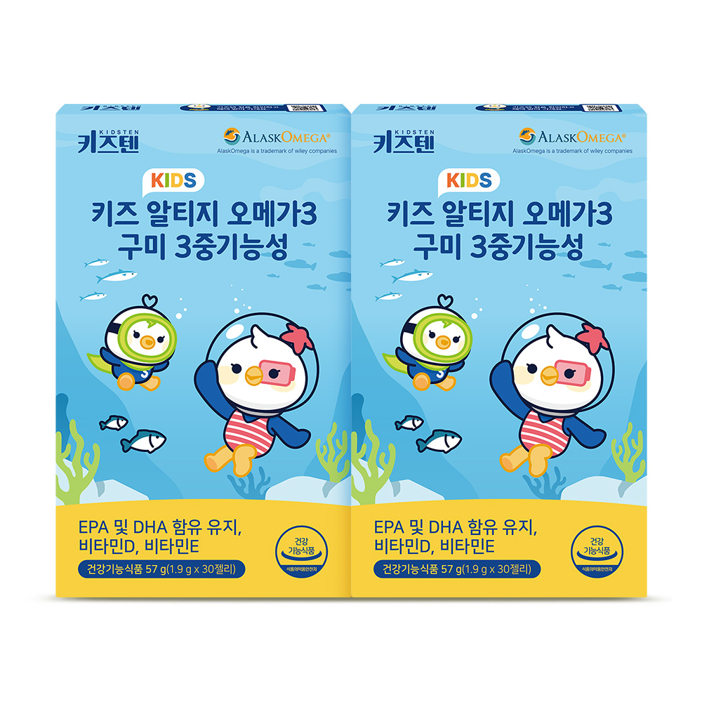 키즈텐 알티지 오메가3 알래스카 순도80% 키즈 초등학생 비타민D 젤리 30구미, 2개