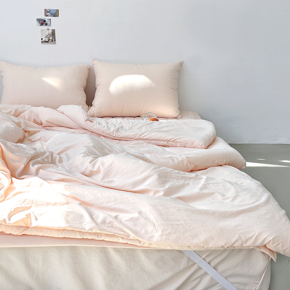 부드러운 아멜리 워싱 사계절 옥수수솜 무봉제 차렵이불 줄리엣 피치, Q(퀸)