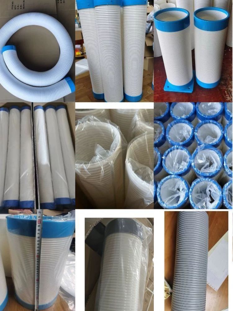 이동식에어컨자바라 120mm 플라스틱 코끼리 송풍관 연장 커넥터 부품 120x440mm 2링 블루 - 상세 이미지 4