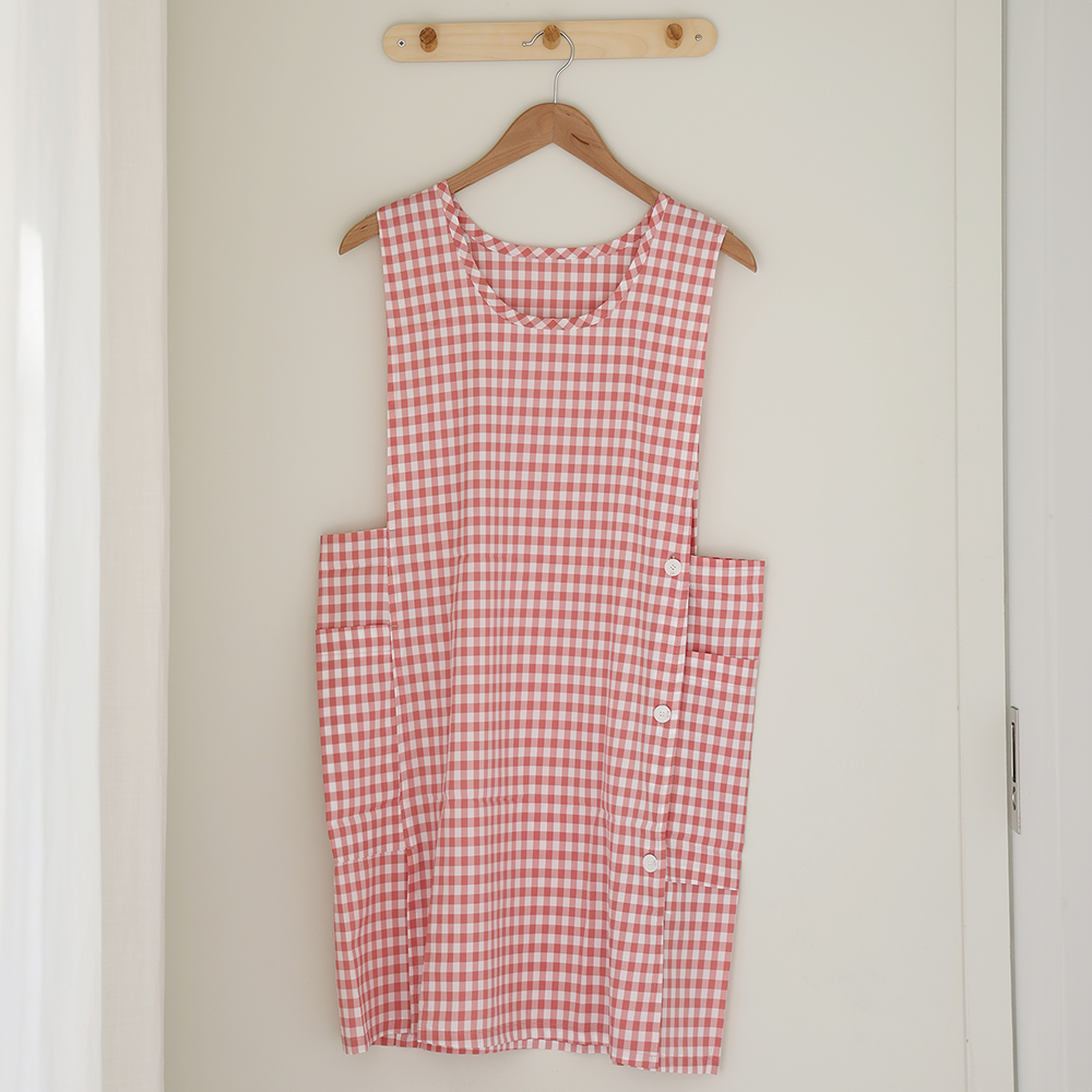 [미소쌤] 찰랑 앞치마 단추형 F 원피스 빅사이즈 어린이집 보육교사 카페