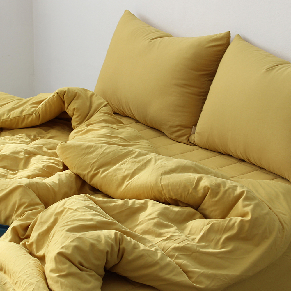 부드러운 아멜리 워싱 사계절 옥수수솜 무봉제 차렵이불 아메리칸 옐로우, Q(퀸)