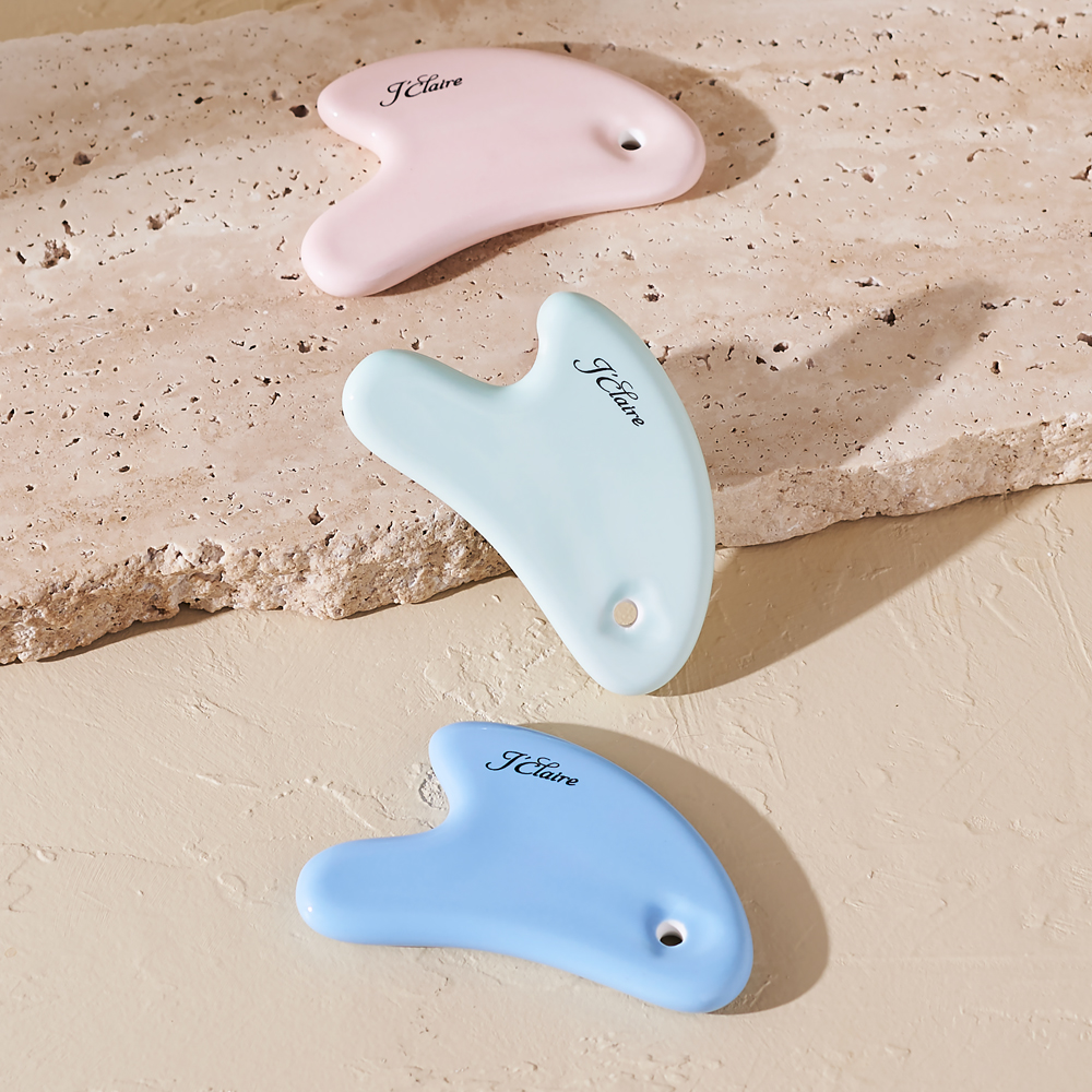 제이끌레르 세라믹 하트 괄사 화이트 얼굴 마사지기