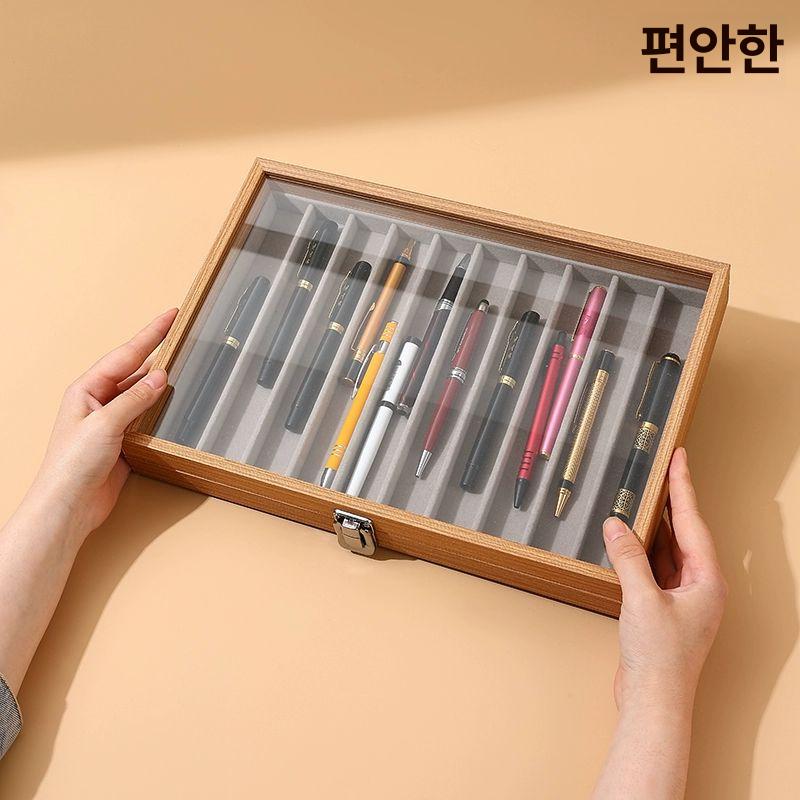 볼펜 보관함 만년필 필기구 만연필 수납 파우치 앤티크 연필통 펜홀더 볼펜홀더 펜보관함 아이스 플라워 벨벳 10구 펜 케이스 - 상세 이미지 2