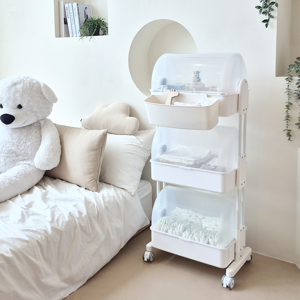 뉴코코맘 아기트롤리 기저귀정리함 이동식 트롤리 보관함 캡형 3단