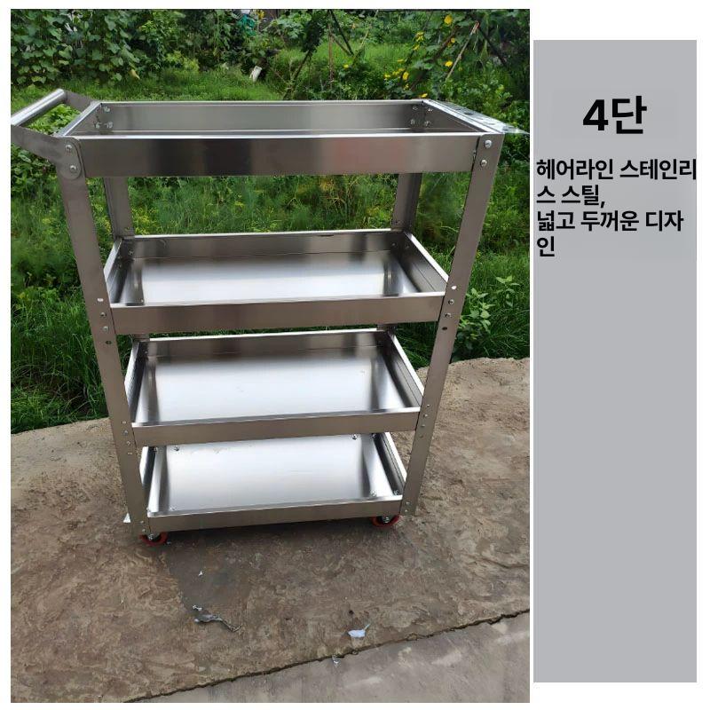 스텐 대차 3단 운반 특대형 업소용 서빙 철물 식당용 원형 스테인리스 3층 소형 두께 - 상세 이미지 3