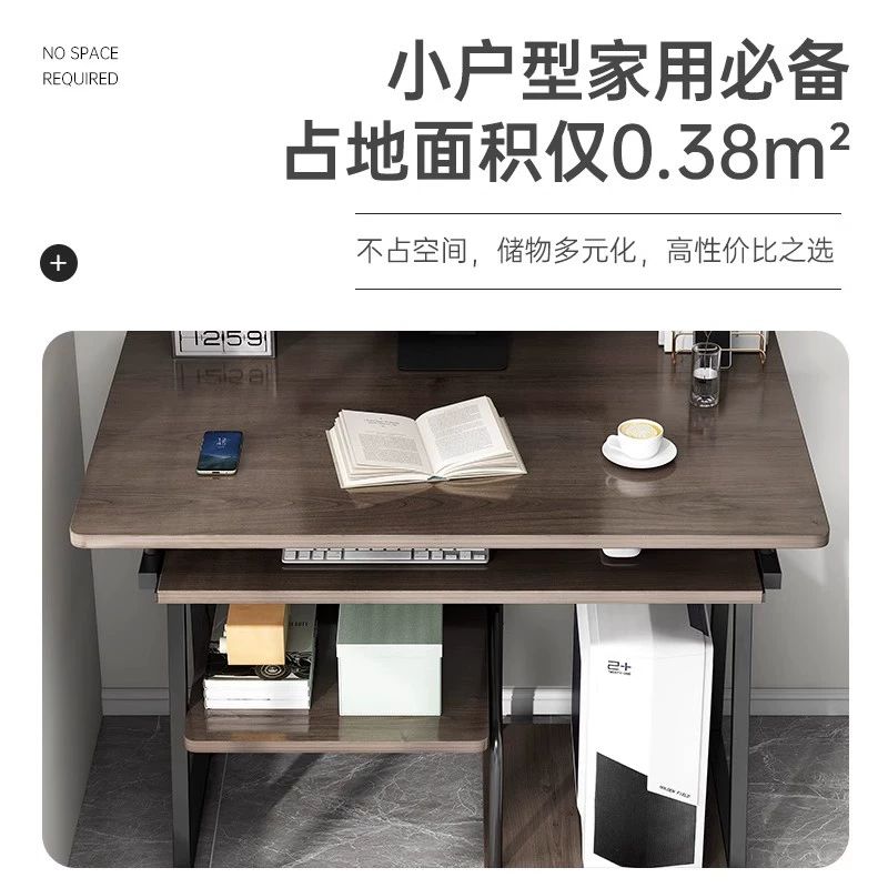 데스크탑 1인용 책상 컴퓨터 이동식 싱글 원룸 북미산 검은 호두색 60cm - 상세 이미지 2