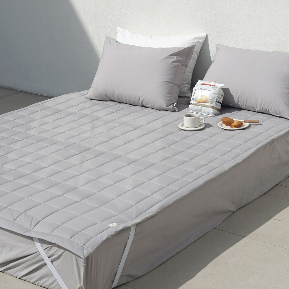 허쉬 60수 고밀도 바이오워싱 순면 고정밴딩 침대패드 애쉬그레이, SS(슈퍼싱글)