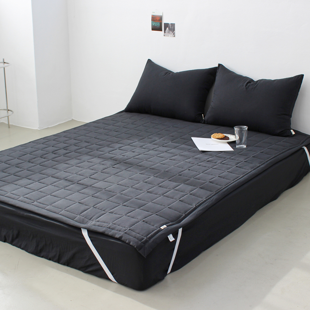 부드러운 아멜리 워싱 고정밴딩 침대패드 미드나잇 블랙, DK(더블킹)
