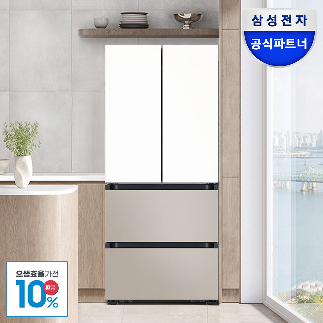 삼성전자 비스포크 1등급 스탠드형 김치냉장고 4도어 490L RK70F49M1ZG 에센셜화이트+에센셜베이지