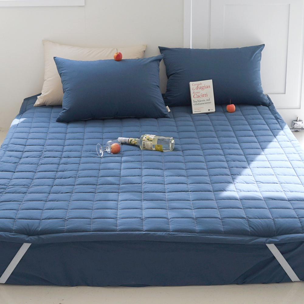 허쉬 60수 고밀도 바이오워싱 순면 고정밴딩 침대패드 녹턴 네이비, DK(더블킹)