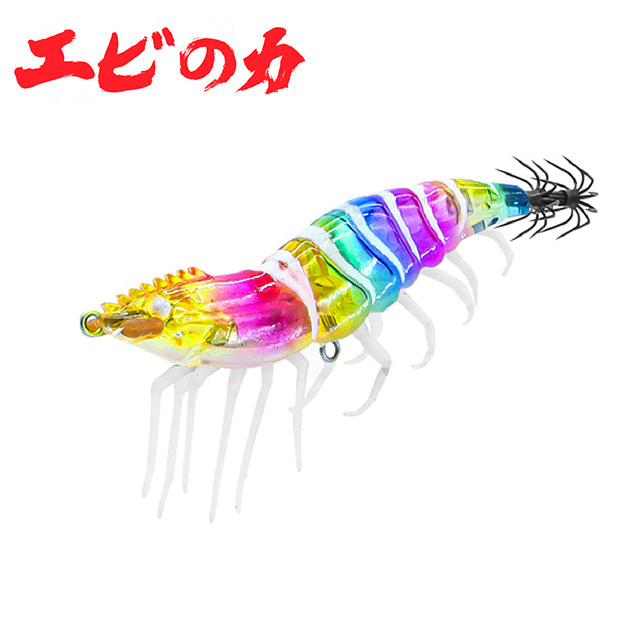 치카라 야광 리얼 쉬림프 새우 에기 UV 케이무라 새우모양 레인보우, 5cm - 메인 이미지