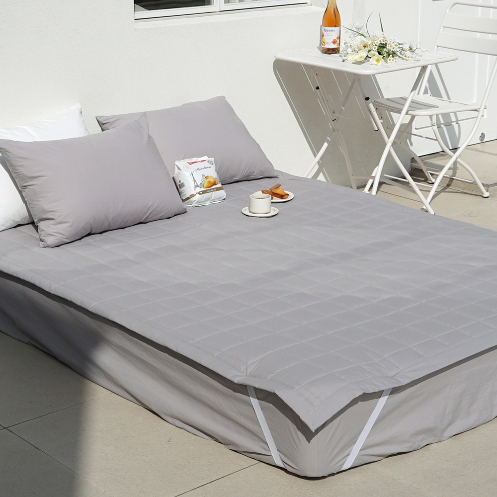 허쉬 60수 고밀도 바이오워싱 순면 고정밴딩 침대패드 애쉬그레이, SS(슈퍼싱글)