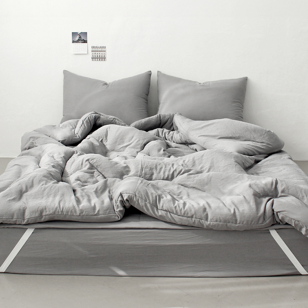 부드러운 아멜리 워싱 사계절 옥수수솜 무봉제 차렵이불 얼티 그레이, Q(퀸)