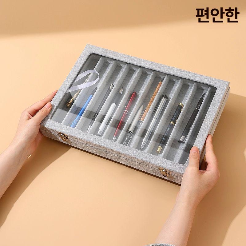 볼펜 보관함 만년필 필기구 만연필 수납 파우치 앤티크 연필통 펜홀더 볼펜홀더 펜보관함 아이스 플라워 벨벳 10구 펜 케이스 - 상세 이미지 4