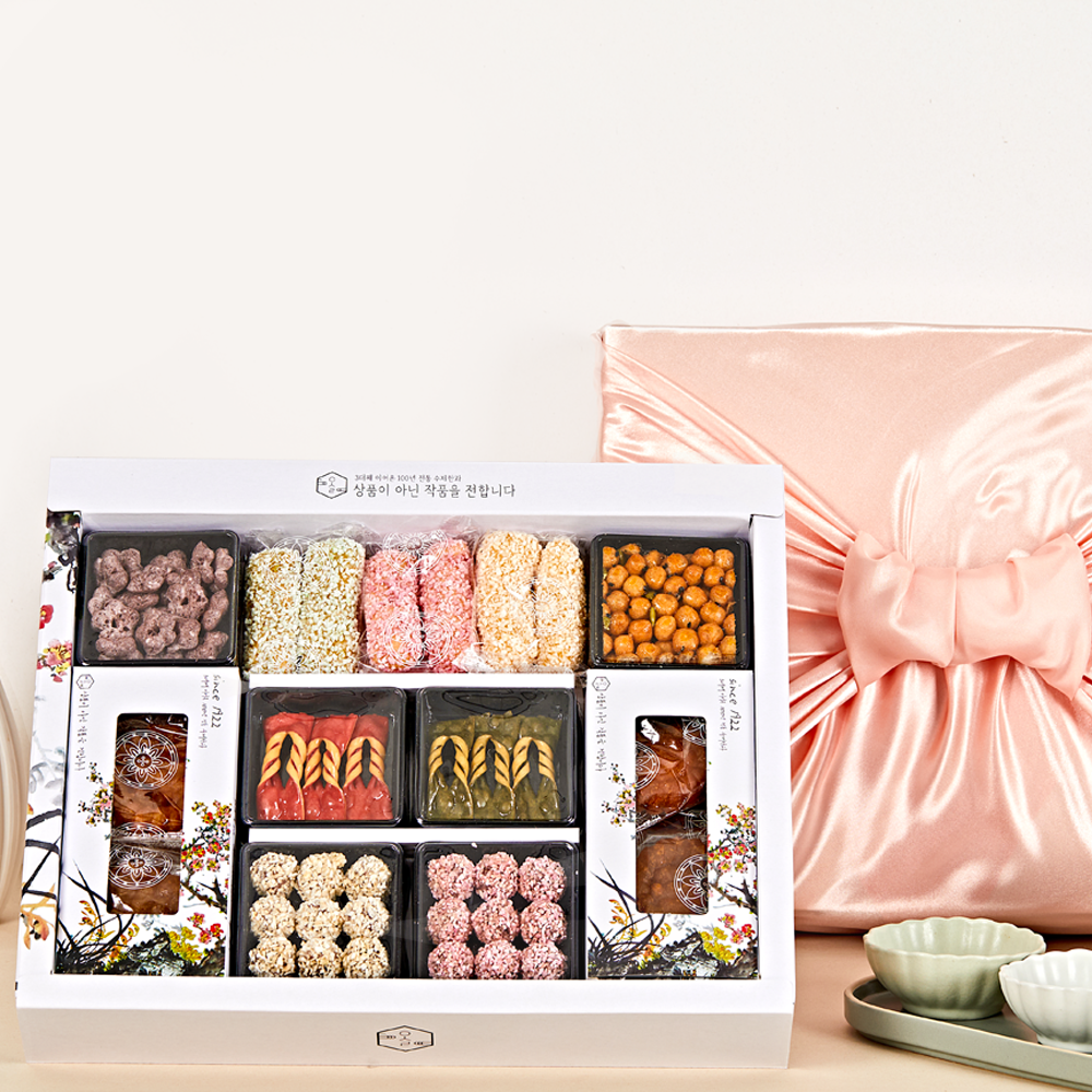 화백콜라보 담양 수제 한과 약과 유과 매화 2단 선물세트 제품 이미지