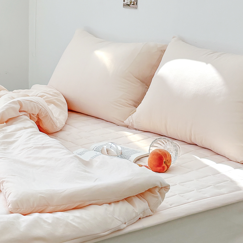 부드러운 아멜리 워싱 사계절 옥수수솜 무봉제 차렵이불 줄리엣 피치, Q(퀸)