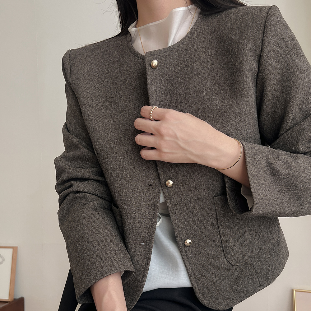 가을 노카라 보카시 싱글 크롭 자켓 - 상품 이미지
