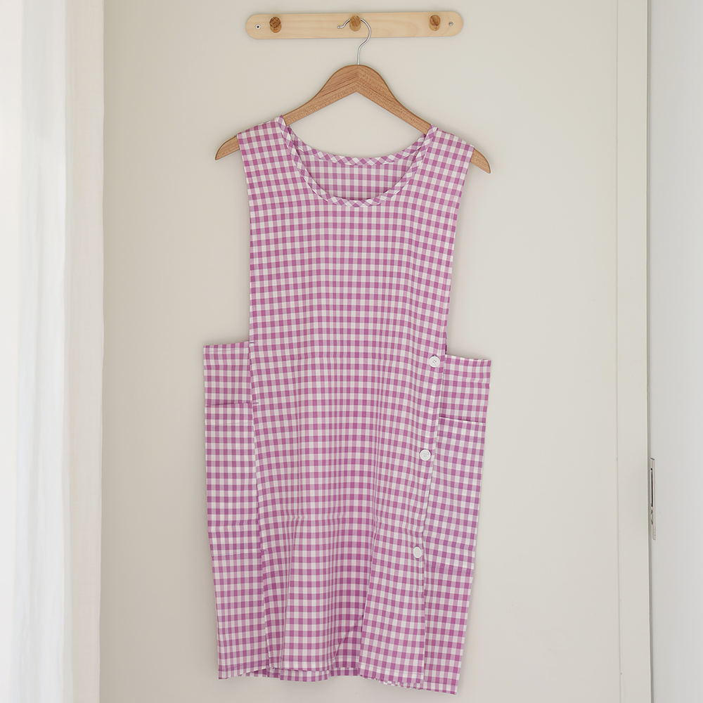 [미소쌤] 찰랑 앞치마 단추형 F 원피스 빅사이즈 어린이집 보육교사 카페