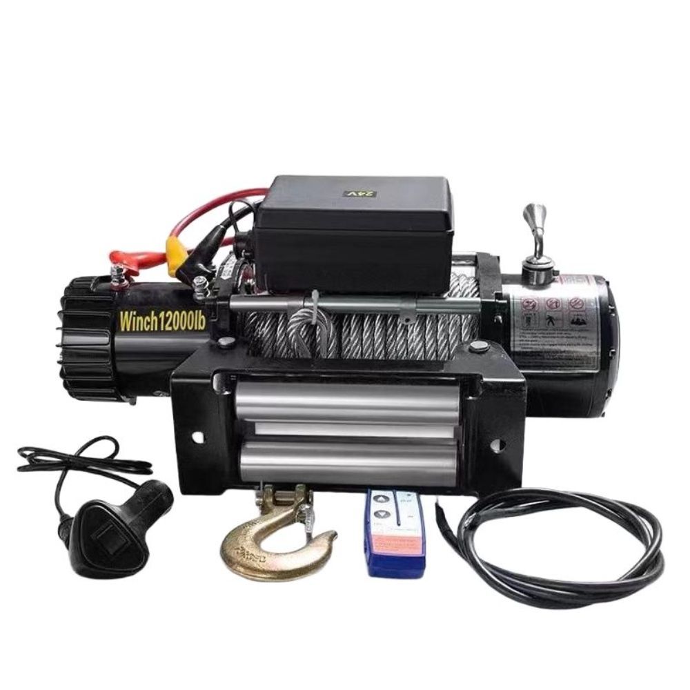 전동 운반 크레인 윈찌 차량용 윈치 리모컨 견인 무선 호이스트12V 전기 12V 4500lbs 와이어 - 상품 이미지