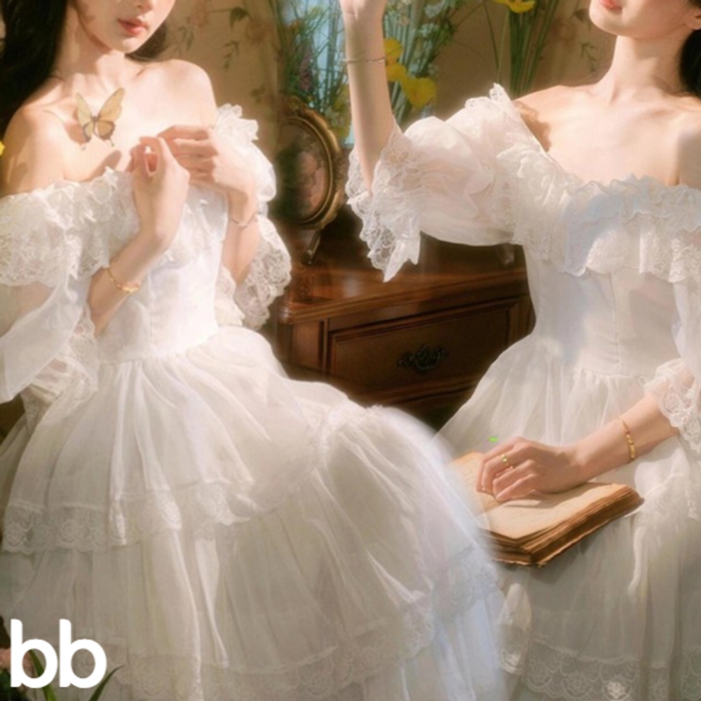 웨딩촬영드레스 복고 빈티지 스튜디오 화보 스냅 셀프 돌잔치 브라이덜샤워 이브닝 A - 상세 이미지 2