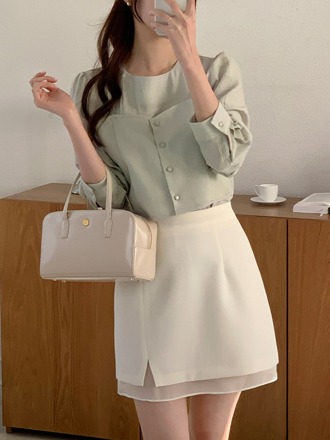 벨라 쉬폰 트임 미니 스커트 sk6887 - 상세 이미지 4