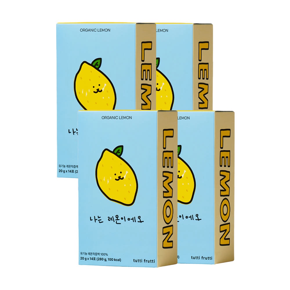 뚜띠프루티 유기농 레몬즙 스틱 NFC 착즙 100% 레몬수 원액 14포, 4개