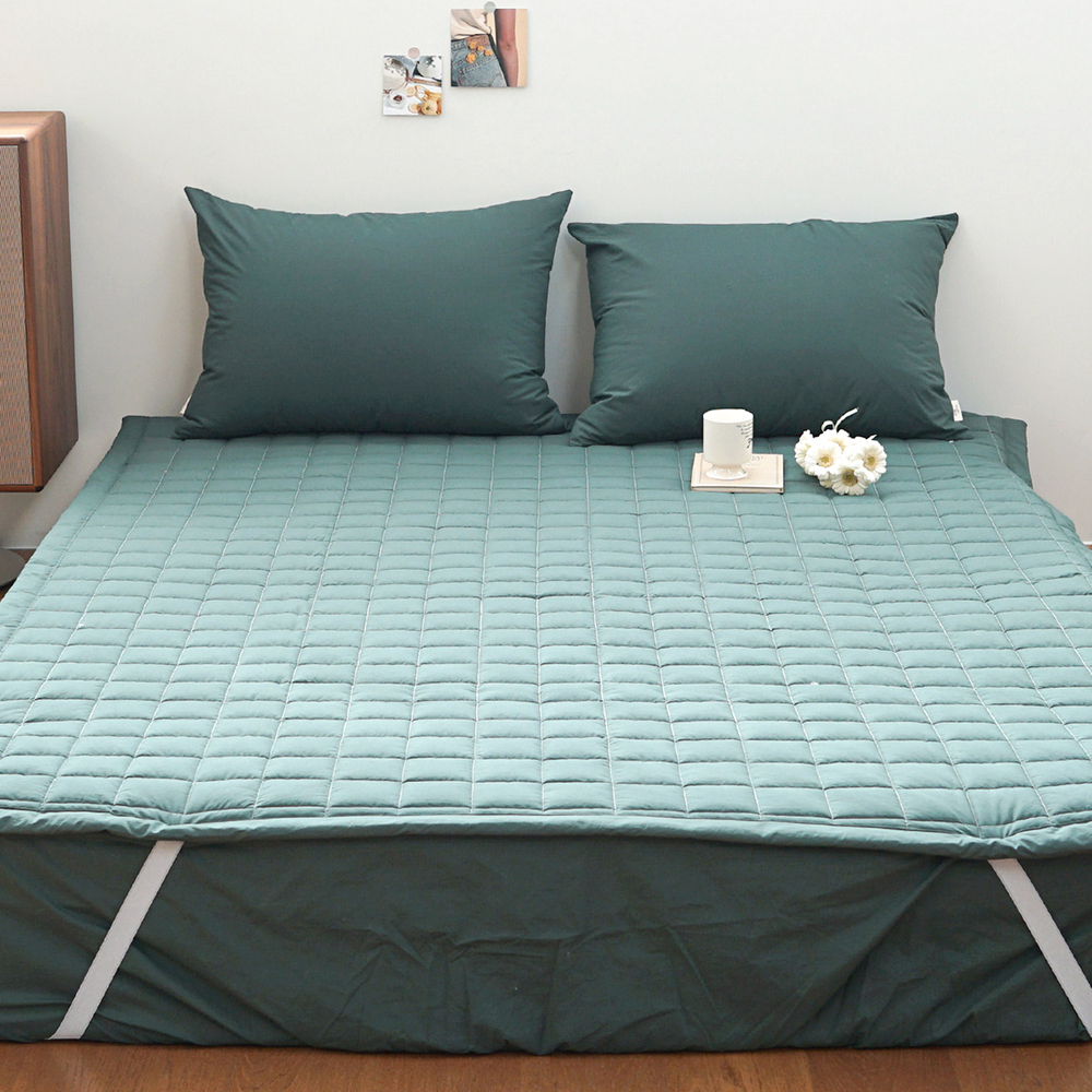 허쉬 60수 고밀도 바이오워싱 순면 고정밴딩 침대패드 러쉬 그린, DK(더블킹)