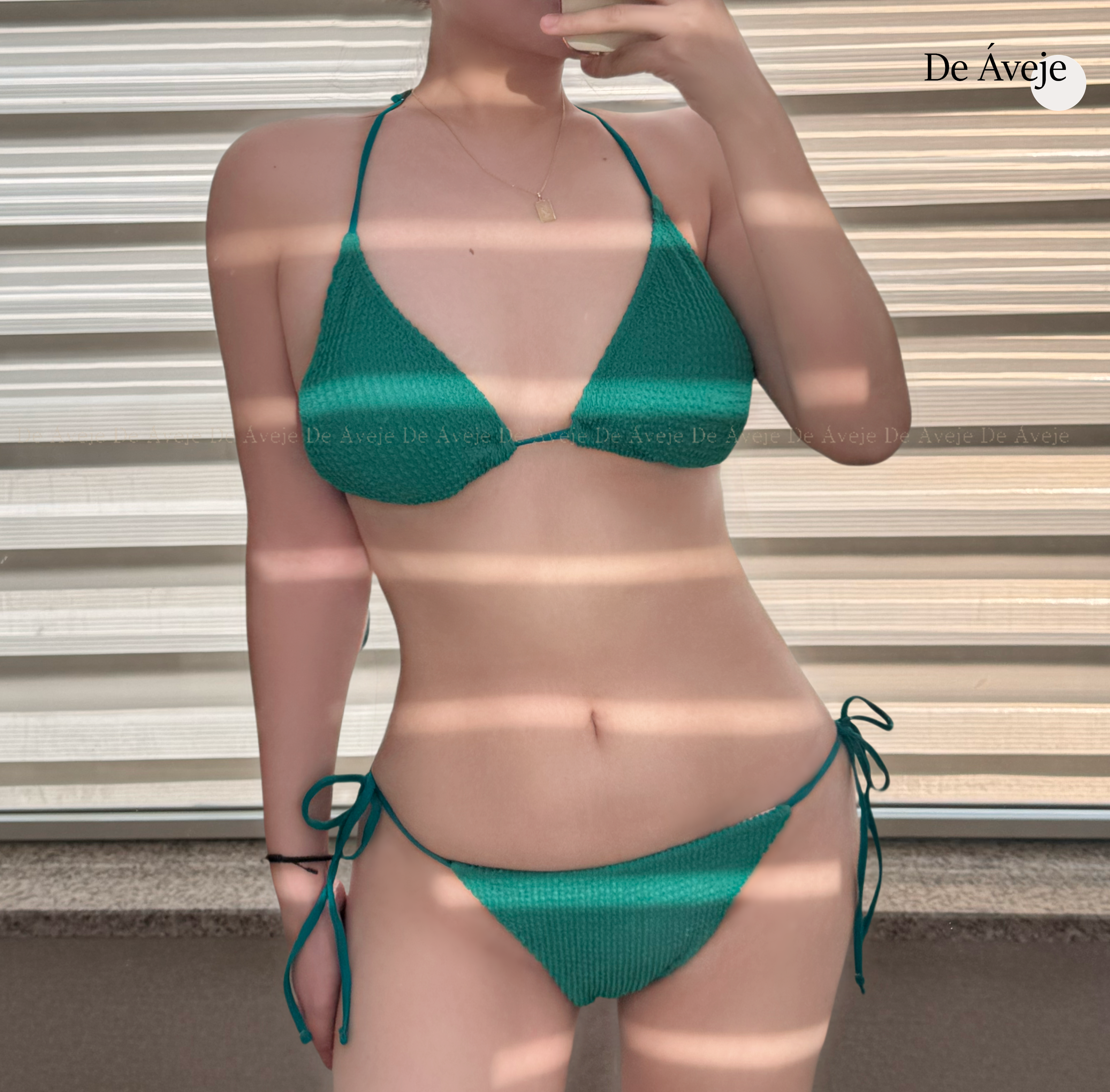 홀터넥 끈 비키니 수영복 비비드 컬러 퍼플 그린 휴양지룩 2color - 상세 이미지 2