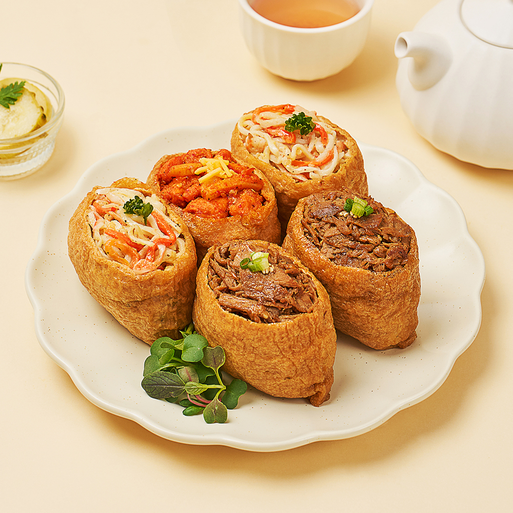 굿스푼 저당 두부 유부초밥 냉동 210g 3종 3팩 치즈불닭 크래미 불고기 토핑 유부밥