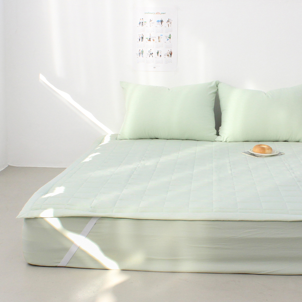 부드러운 아멜리 워싱 고정밴딩 침대패드 페일 라임, SS(슈퍼싱글)