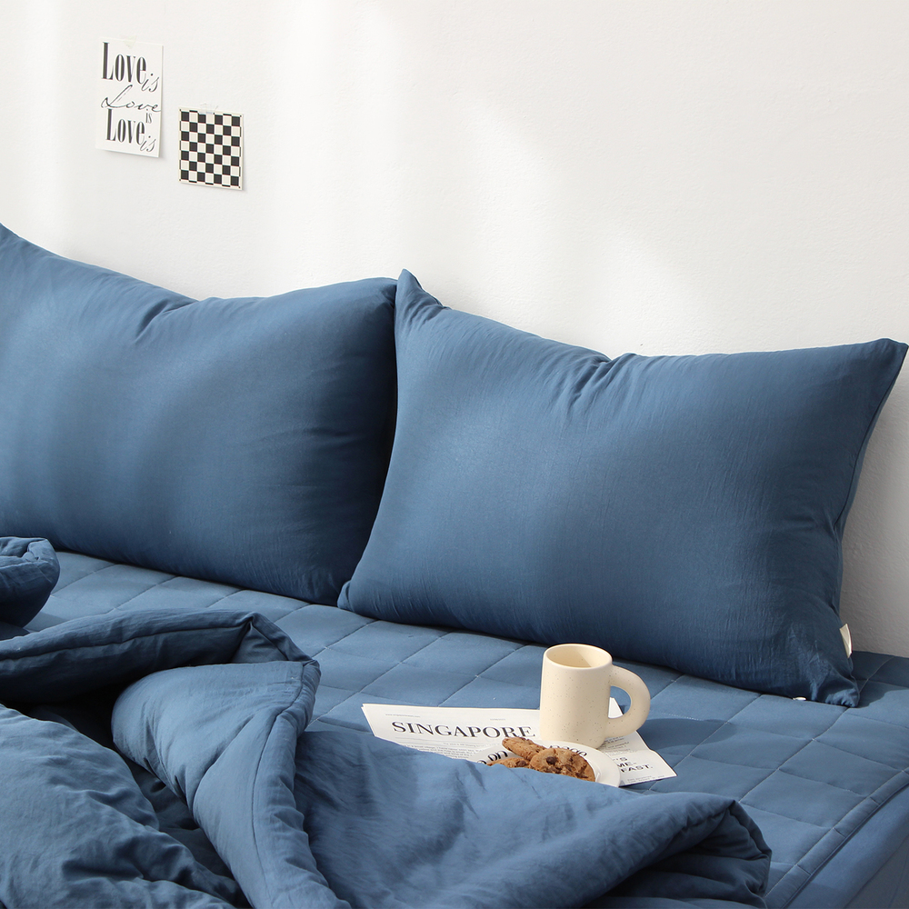 1+1  부드러운 아멜리 워싱 사계절 베개커버 2장 클래식블루, 50x70cm