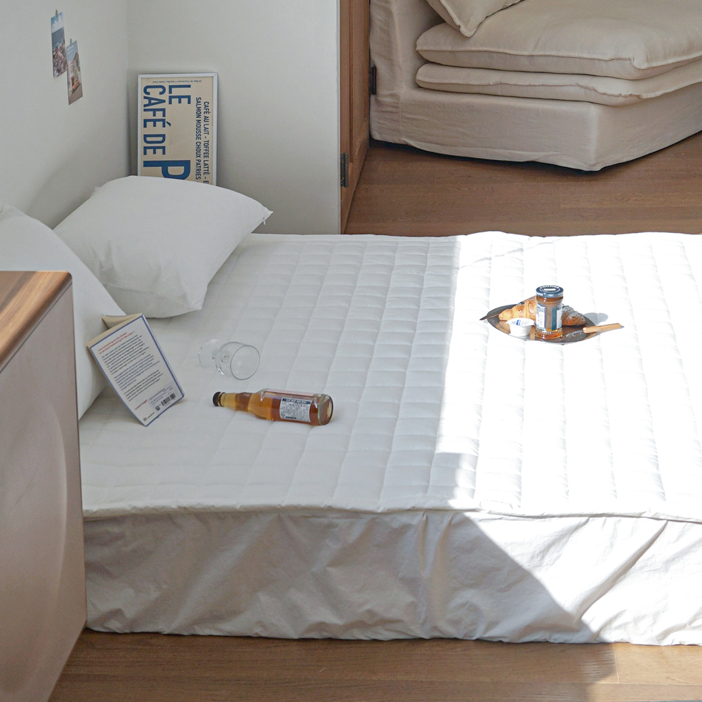 허쉬 60수 고밀도 바이오워싱 순면 고정밴딩 침대패드 노블 화이트, Q(퀸)