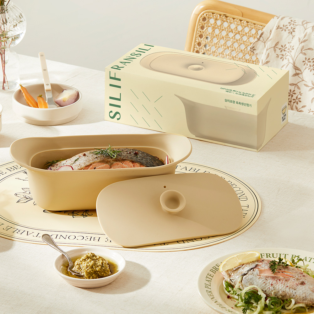 실리프랑 촉촉 전자레인지 찜기 실리콘 이중밀폐 멀티찜기 + 생선찜기 라면 용기 이미지 8