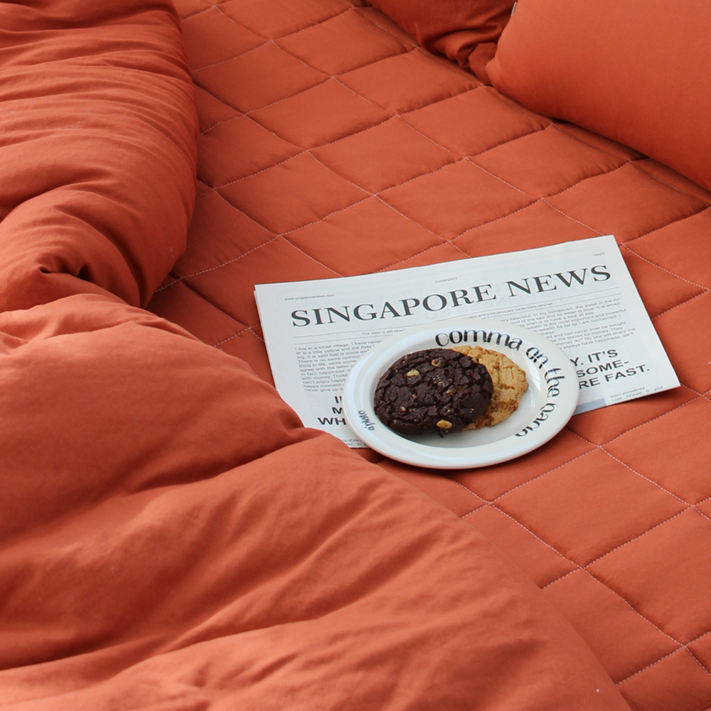 부드러운 아멜리 워싱 사계절 옥수수솜 무봉제 차렵이불 번트 브릭, SS(슈퍼싱글)