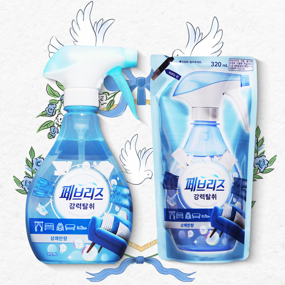 페브리즈 상쾌한향 섬유탈취제 본품 370ml 1개 + 리필 320ml 1개 세트 - 메인 이미지