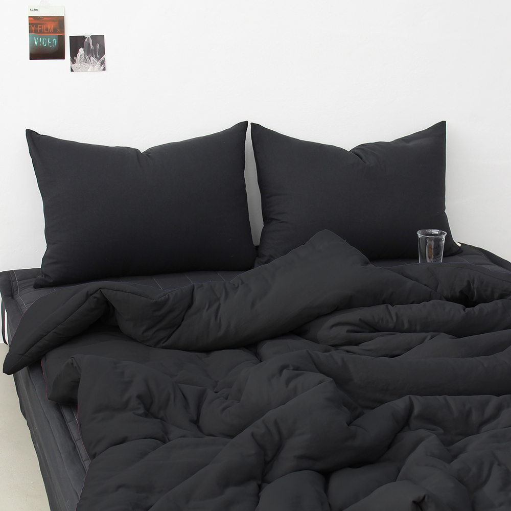 부드러운 아멜리 워싱 사계절 옥수수솜 무봉제 차렵이불 미드나잇 블랙, SS(슈퍼싱글)
