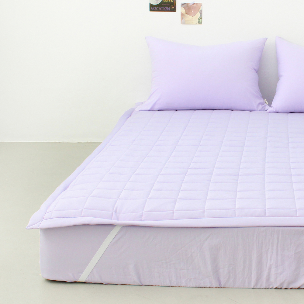 부드러운 아멜리 워싱 고정밴딩 침대패드 파스텔 라일락, SS(슈퍼싱글)