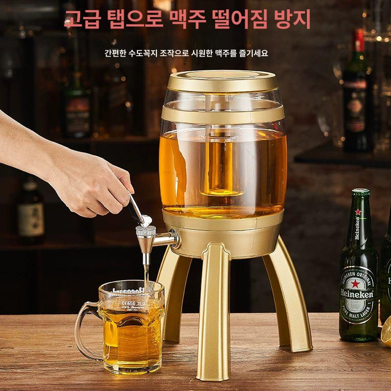 3리터 맥주타워 혼술 자취생 소맥타워 디스펜서 호프집 배터리형 쏘맥디스펜서 맥주 술집 3L 블랙 아이스 기둥 조명 배터리형 - 상세 이미지 4