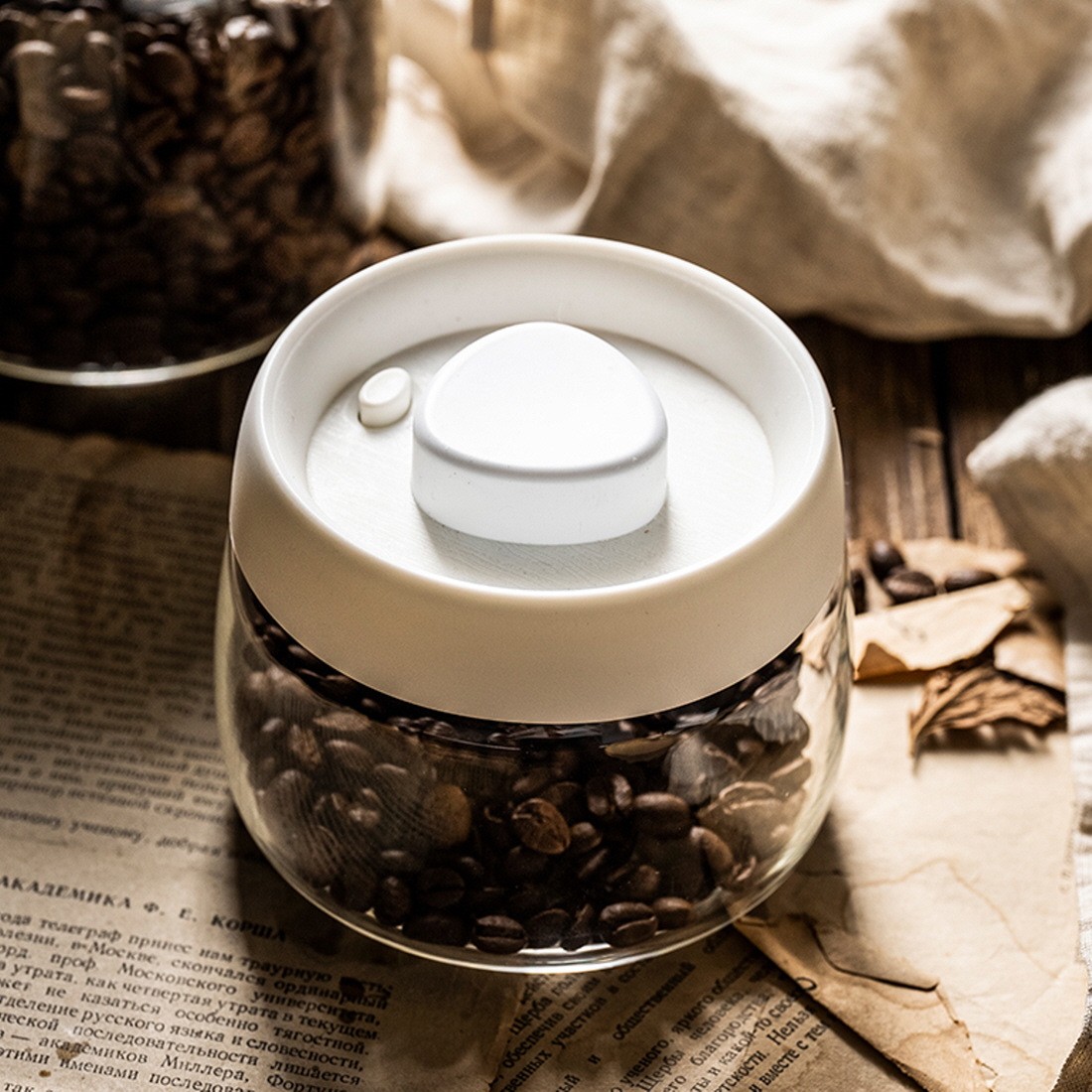 펌핑 진공밀폐 용기 내열유리병 원두보관 커피 캐니스터 캡슐보관 시리얼 통 540ml - 상세 이미지 5