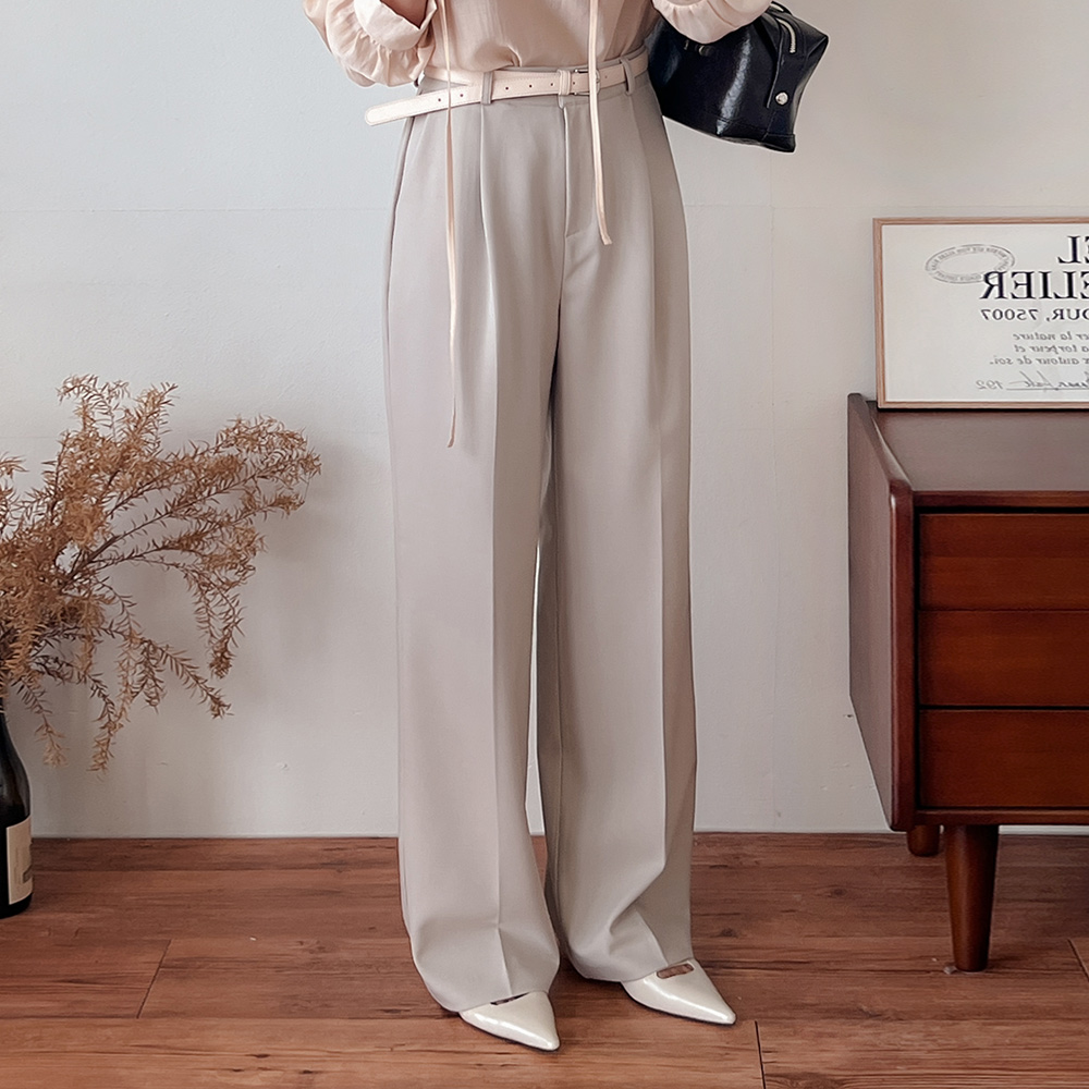 가을 핀턱 일자 와이드 슬랙스 팬츠 5컬러 SML - 상세 이미지 4