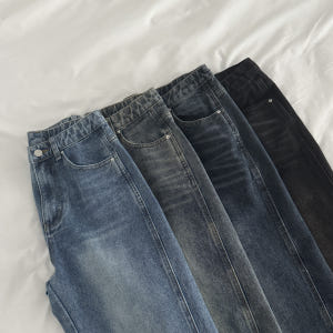 여름 가을 여성 와이드 청바지 세미 와이드데님 팬츠 블랙진 흑청 데님 생... 착용 후기 | 사이즈/핏 총정리 - 상품 이미지 2