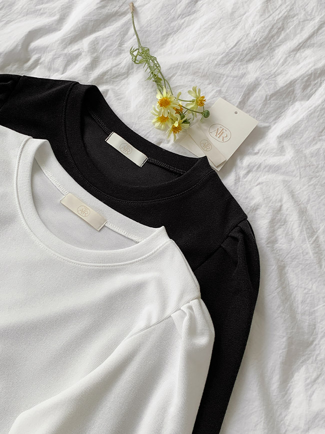 [자체제작] (MADE블라우스같은티셔츠) 라운드넥 퍼프 긴팔 티셔츠 ts2959 - 상세 이미지 5