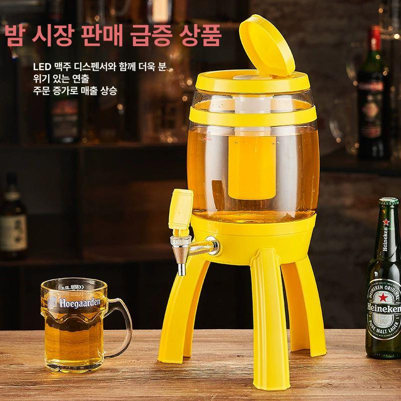 3리터 맥주타워 혼술 자취생 소맥타워 디스펜서 호프집 배터리형 쏘맥디스펜서 맥주 술집 3L 블랙 아이스 기둥 조명 배터리형 - 상세 이미지 3
