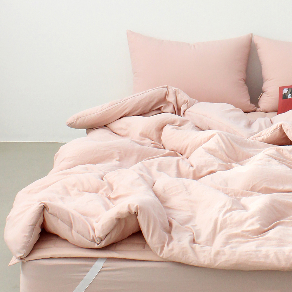 부드러운 아멜리 워싱 사계절 옥수수솜 무봉제 차렵이불 클라우드 핑크, SS(슈퍼싱글)