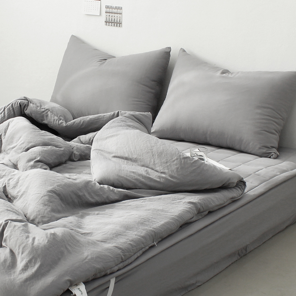 부드러운 아멜리 워싱 사계절 옥수수솜 무봉제 차렵이불 얼티 그레이, Q(퀸)