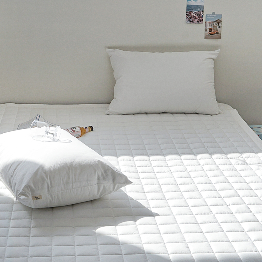 허쉬 60수 고밀도 바이오워싱 순면 고정밴딩 침대패드 노블 화이트, Q(퀸)