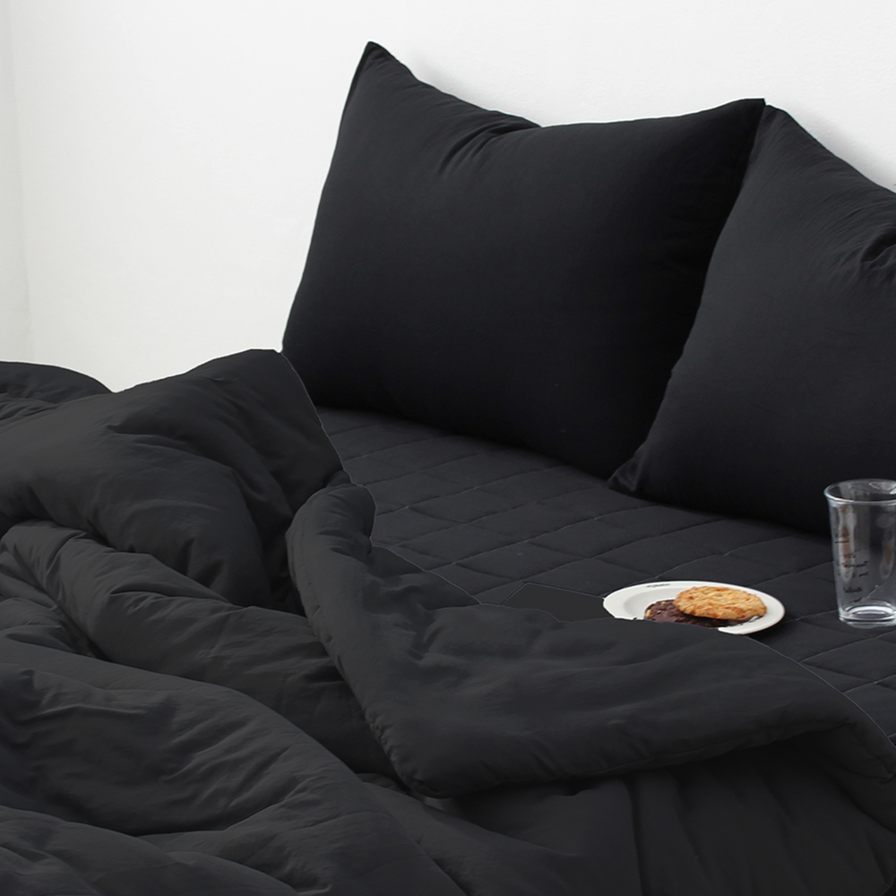 부드러운 아멜리 워싱 사계절 옥수수솜 무봉제 차렵이불 미드나잇 블랙, SS(슈퍼싱글)
